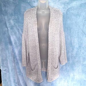 Like-new Aerie gray knit open cardigan, oversized, drop sleeves, pockets